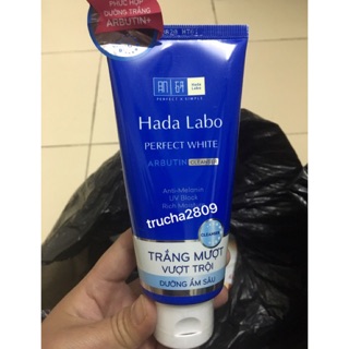 Kem rửa mặt sáng da HADA LABO Perfect White Arbutin Cleanser 80g