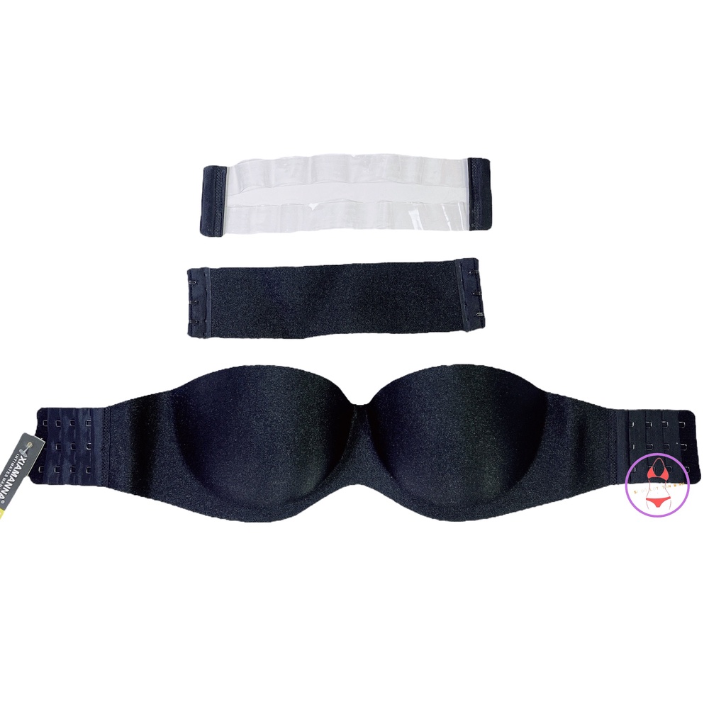 Áo ngực su đúc cúp ngang, dây lưng trong suốt mang váy đầm trễ vai MS218