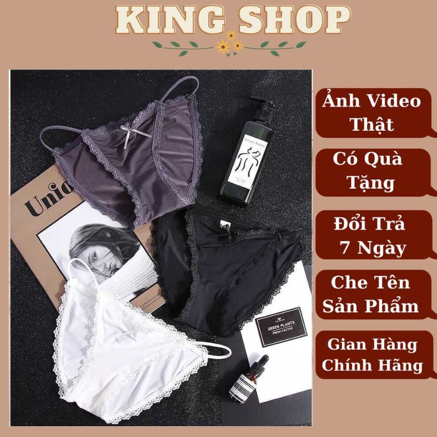 Quần lót nữ cấp gợi cảm, quần chíp 2 dây viền ren sexy thoáng mát mềm mịn Kingshop L829