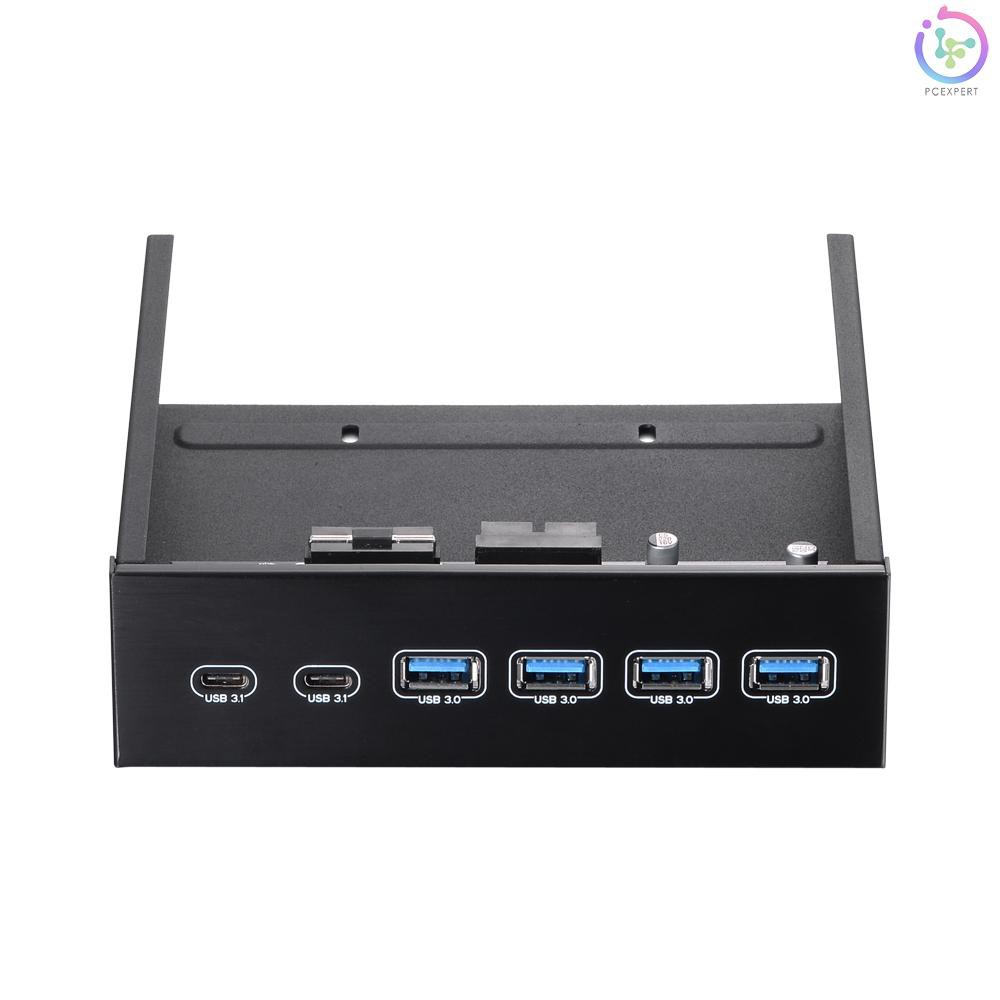 PCER♥5.25" Front Bay USB HUB 2-Port USB 3.1 & 4-Port USB 3.0 High Speed 5Gbps USB Hub Front Panel Co