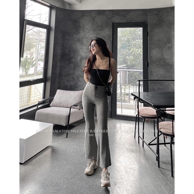 Quần thun ống loe 2 màu Đen , Xám
