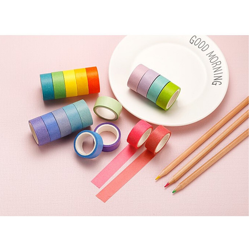 Cuộn Băng Keo Trang Trí Washi Tape Rainbow - Màu Ngẫu Nhiên