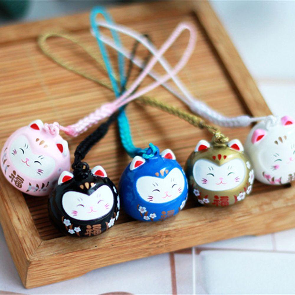 ELEGANT Mobile Dây Móc Khóa Họa Tiết Hoạt Hình Maneki Neko Dễ Thương