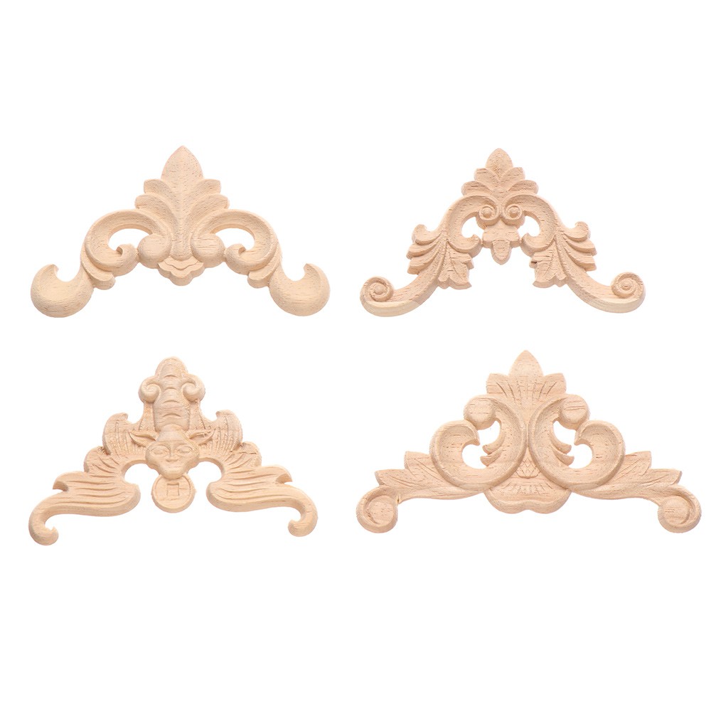 LETTER High Quality wooden Figurines Crafts Unique Woodcarving Decorative Wood Carved Furniture Parts Natural Floral Multi-styles Wall Door Decoration Corner Appliques Frame