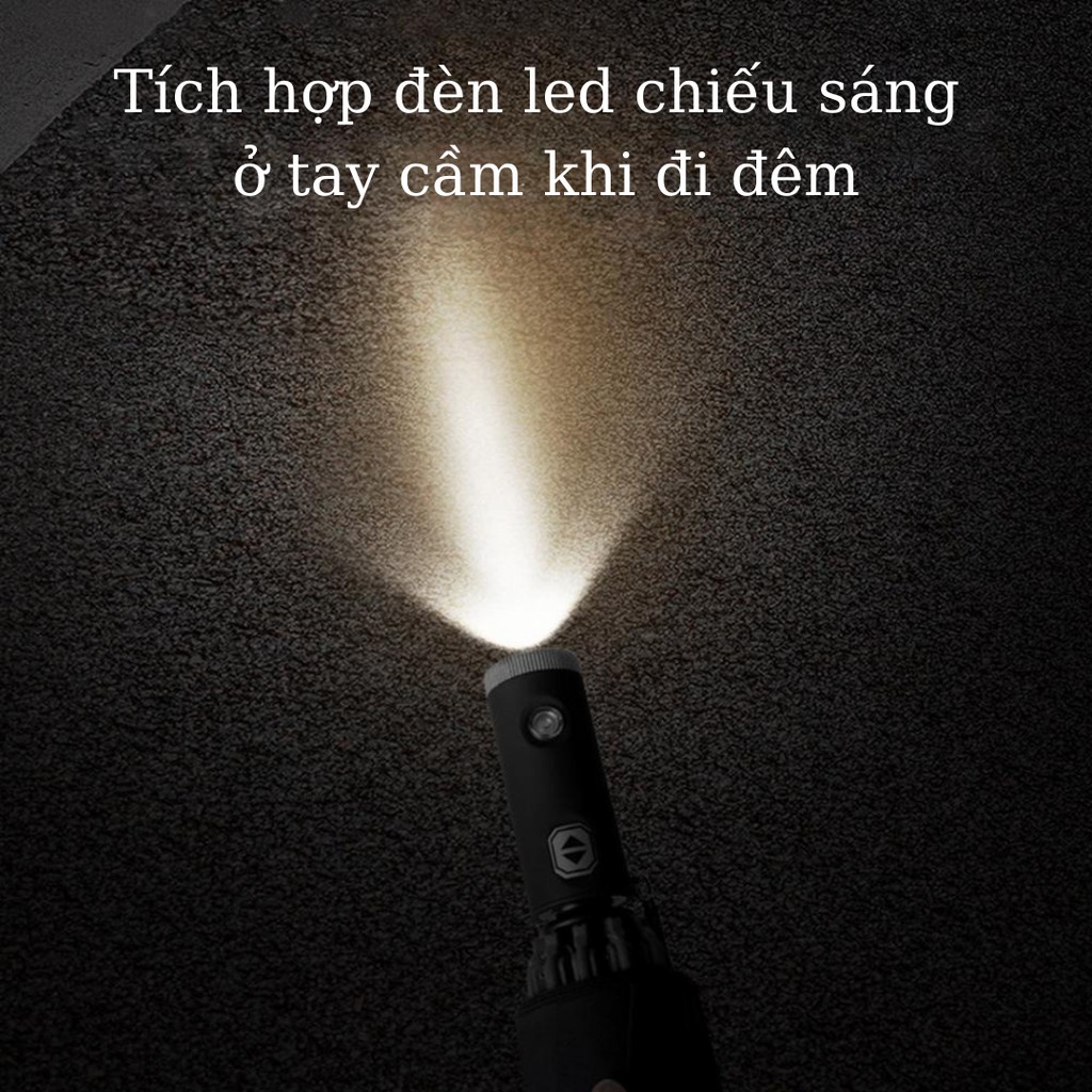 Ô Dù Che Mưa Đi Nắng Tự Động Xếp Gấp Gọn Chống UV Cao Cấp Cho Ô Tô Xe Hơi CÓ ĐÈN PIN