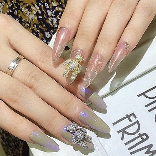 Charm Gấu Đá Cao Cấp Chuyển Động Đính Móng