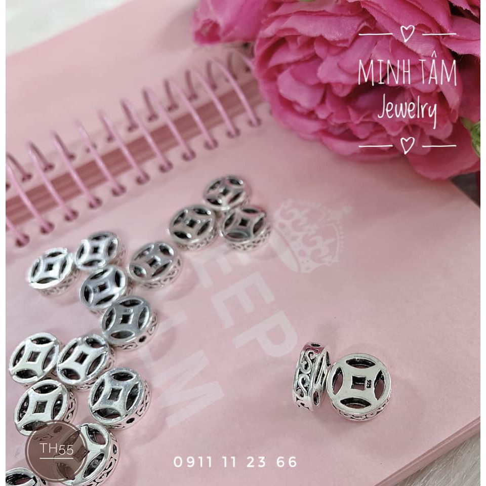 Charm đồng xu kim tiền bạc S925