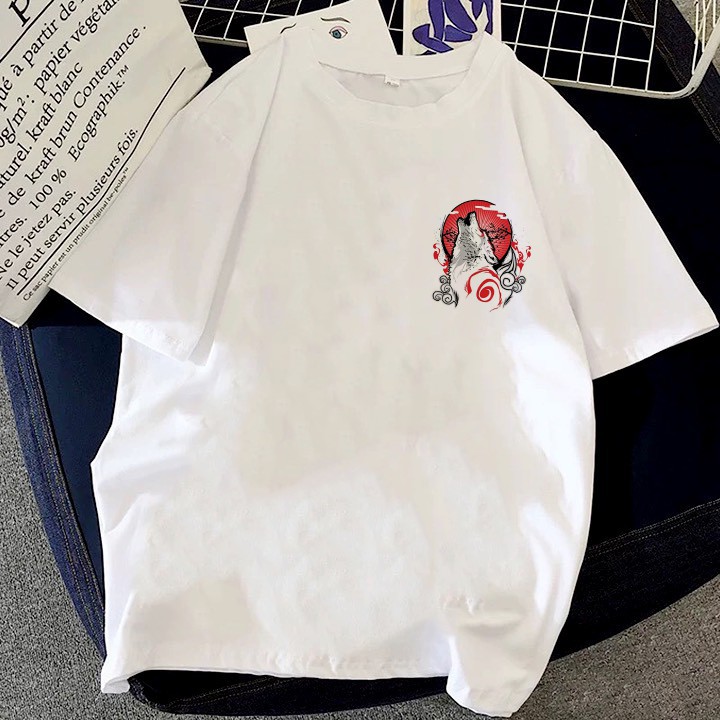 Sói Gọi Trăng Áo Thun thun tay lỡ nam nữ unisex Màu Trắng Sành Điệu basic | áo phông Thế Giới Máy Móc oversize