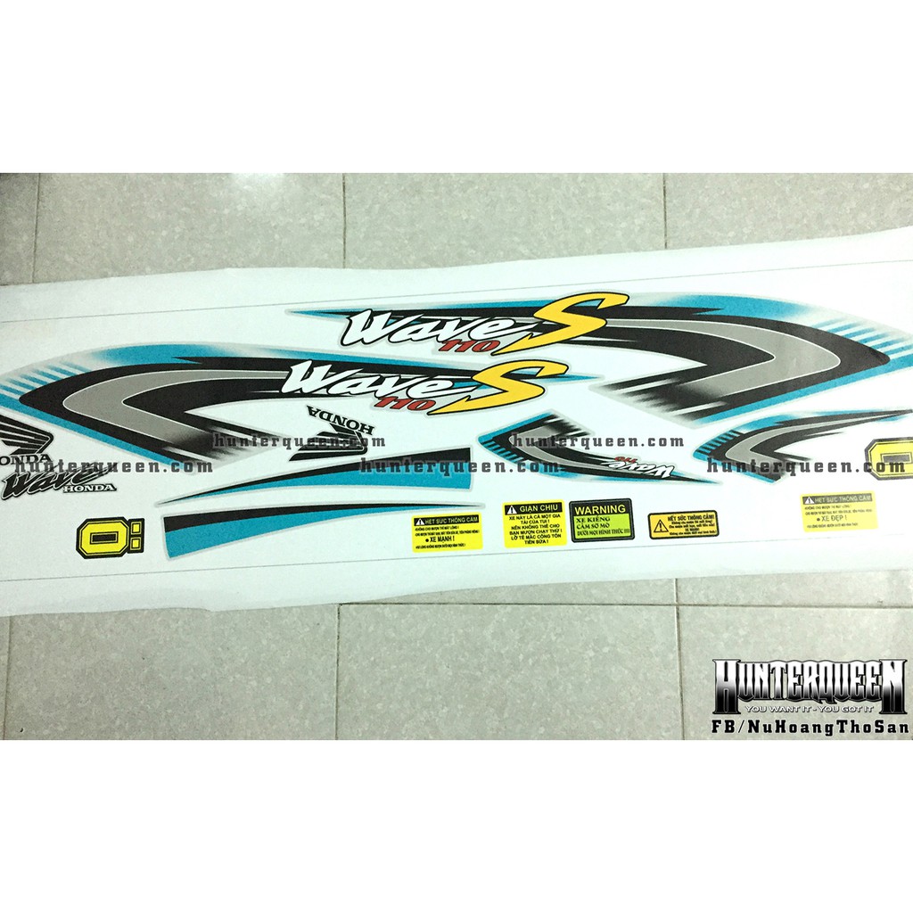 Tem rời xe WAVE nhỏ. Mẫu tem S110 dán xe bạc. Chống nước, bền màu, sắc nét. Thay đổi theo yêu cầu. Chất lượng cao.