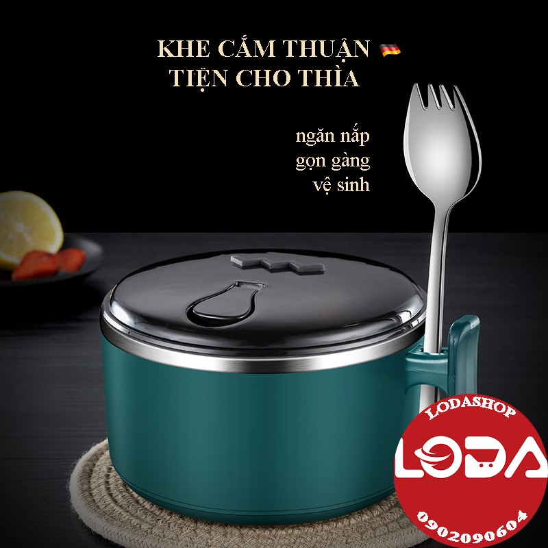 Bát úp mỳ tôm mỳ xào LODASHOP bằng inox Có khe thoát nước, đế chống trượt, khe cắm thìa đũa, giá để điện thoại khi ăn