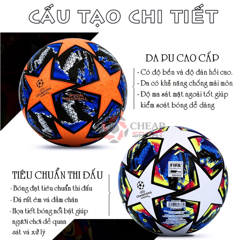 Bóng Đá Ngoại Hạng Số 3 4 5 Cúp C1 La Liga, Trái Banh Da Cao Cấp Đủ Size Trẻ Em Người Lớn Đá Sân Cỏ Nhân Tạo Và Tự Nhiên