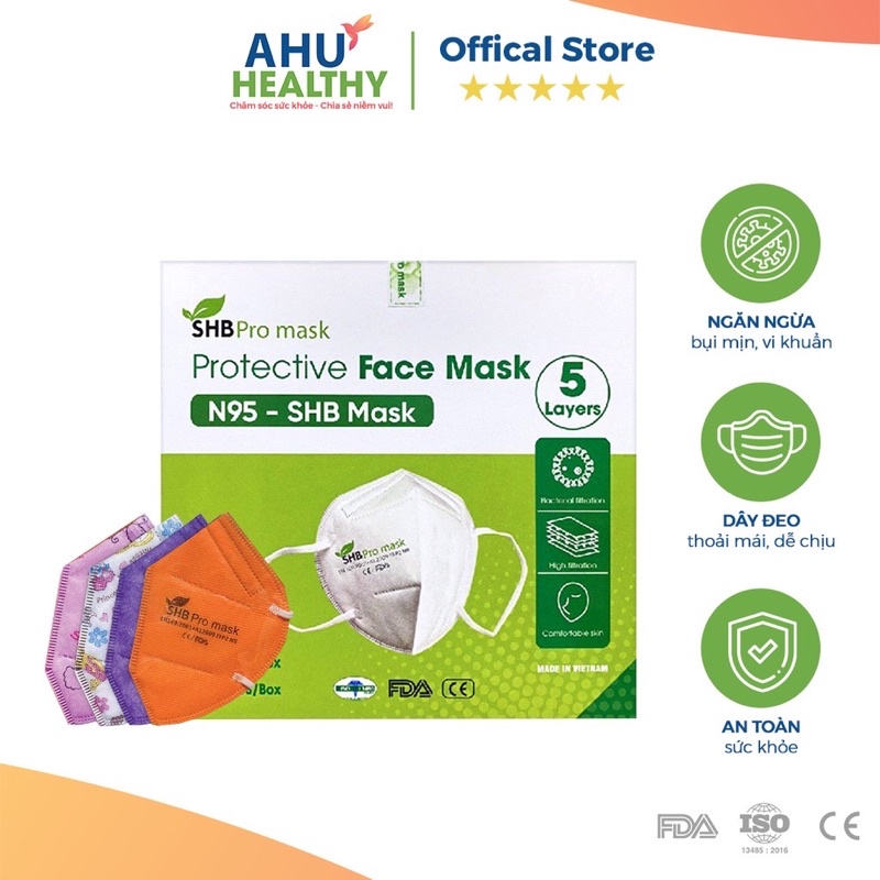 Khẩu trang N95 trẻ em 2-6t SHB hộp 20 cái