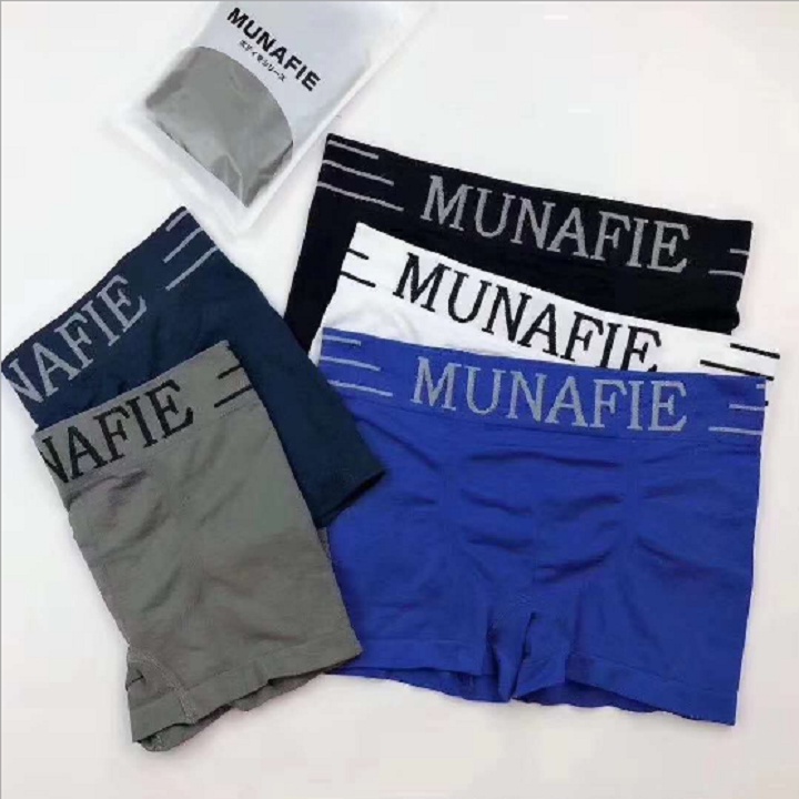 COMBO 3 Quần Sịp Nam Đùi Cotton, Quần Lót Nam Munafie Dệt Kim Co Giãn 4 Chiều Đóng Túi Zip Sang Trọng LOTNAM11