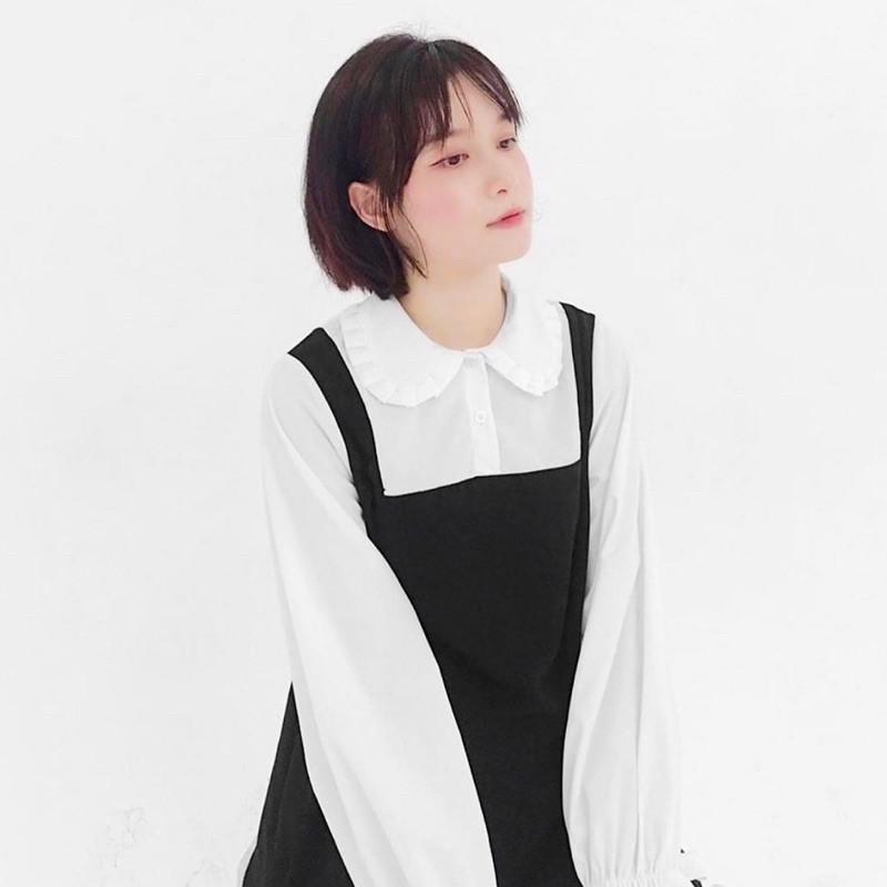 (CLIP THẬT) Đầm babydoll đen dáng suông A phối tay trắng MODE | BigBuy360 - bigbuy360.vn