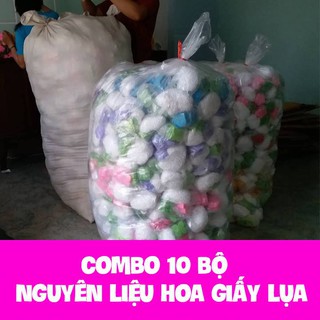 Combo 10 bộ nguyên liệu + 10 chậu hoa giấy lụa