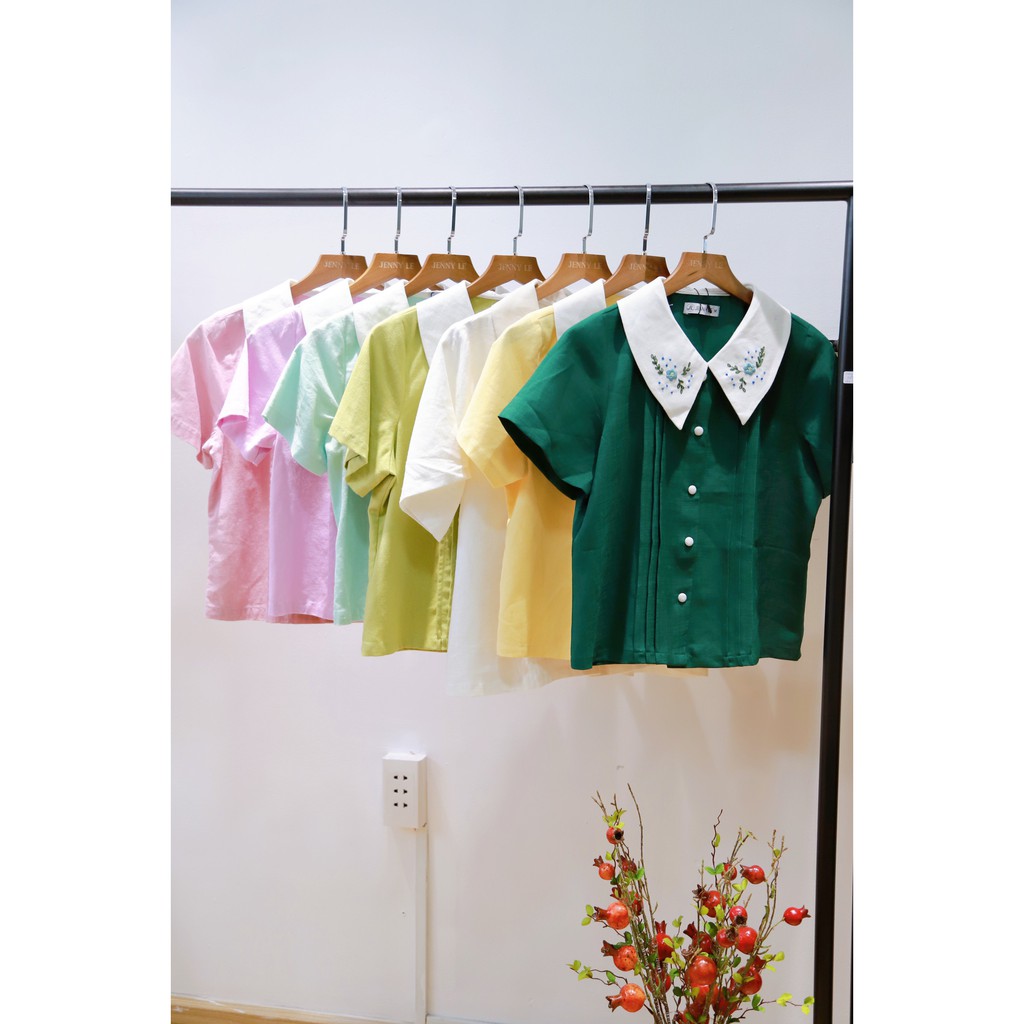 Jenny Le - Áo linen cổ bẻ thêu tay - Annie Top JL142 | BigBuy360 - bigbuy360.vn