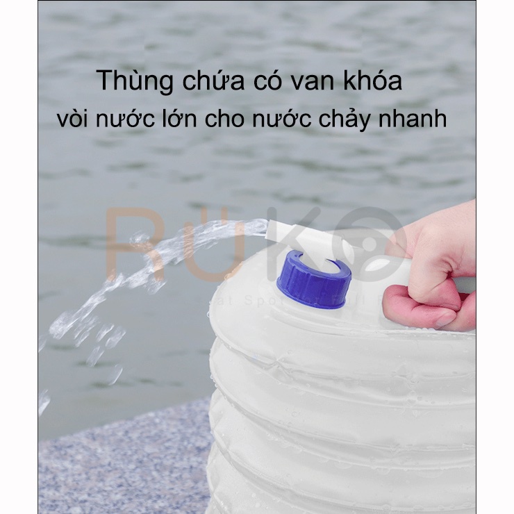 Thùng đựng nước co giãn thích hợp cho những chuyến đi chơi dã ngoại, cắm trại, nấu ăn...