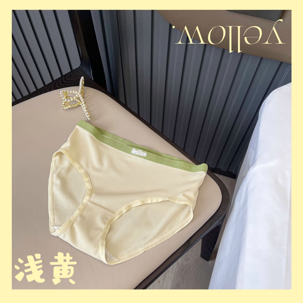 Quần Lót cotton Không Đường May Lưng Thấp Mềm Mại Thoải Mái Thoáng Khí Màu Sắc Tương Phản Đơn Giản Dành Cho Nữ Sinh