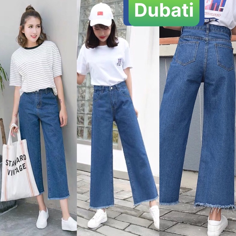 QUẦN JEAN BAGGY CHẤT BÒ NỮ XANH NHẠT ĐẬM ỐNG SUÔNG NÂNG MÔNG LƯNG CAO TRƠN DÀI VẢI MỀM MỊN SÀNH ĐIỆU- DUBATI FASHION