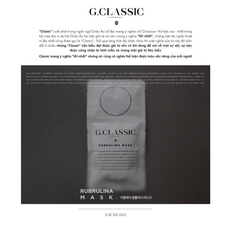 Mặt nạ Pudding tảo Be'Balance G.Classic Rubrulina Mask 70g