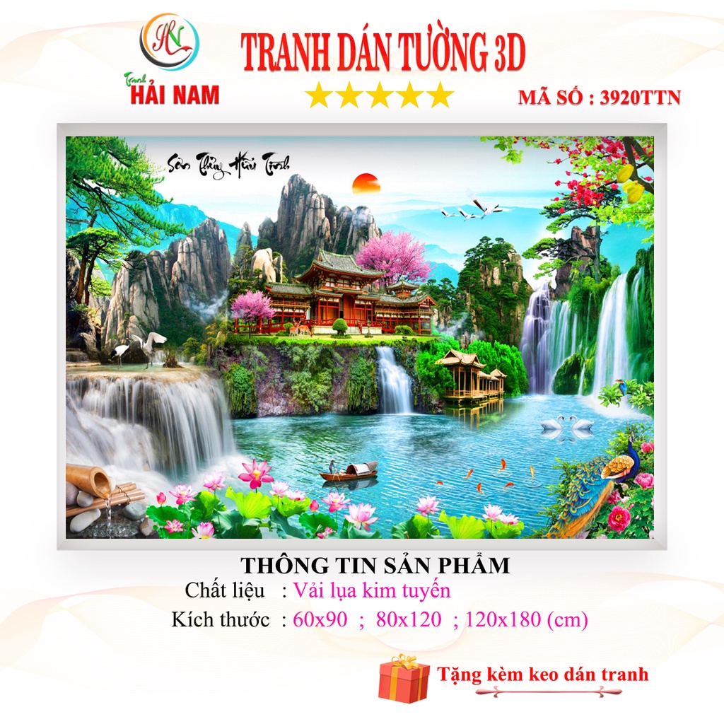 Tranh dán tường 3D sơn thủy hữu tình - TRANH 3D SƠN THỦY HỮU TÌNH- Bức tranh