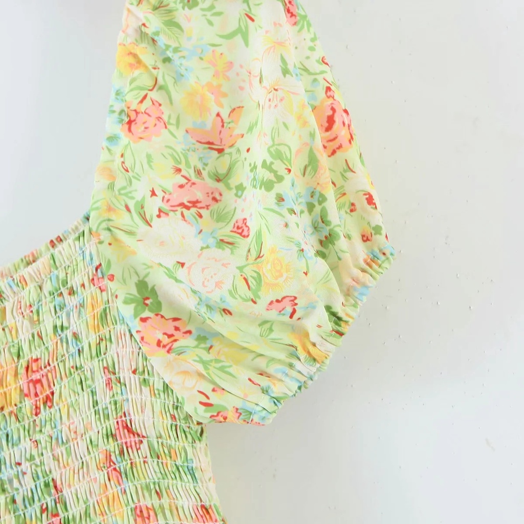 Đầm Zara hoa nhí dáng xòe maxi DH1NXG93N10