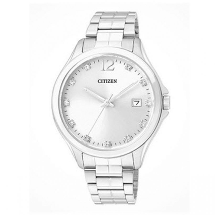Đồng Hồ Nữ Citizen Đính Đá Swarovski Dây Thép Không Gỉ EV0050-55A - Mặt Trắng