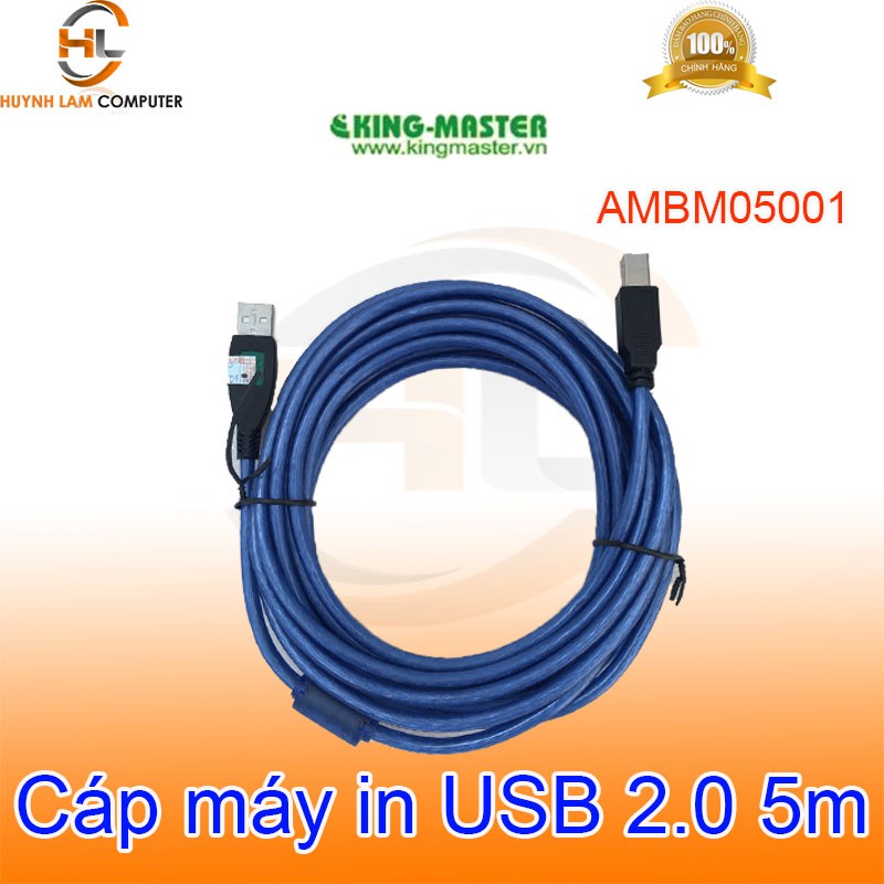 Cáp máy in 5m KingMaster AMBM05001 chuẩn USB 2.0 - Hãng phân phối