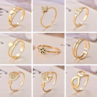 Nhẫn nữ titan chống gỉ Vàng 18k vintage có thể tùy chỉnh hàn quốc 2022 mới thời trang sang trọng ring