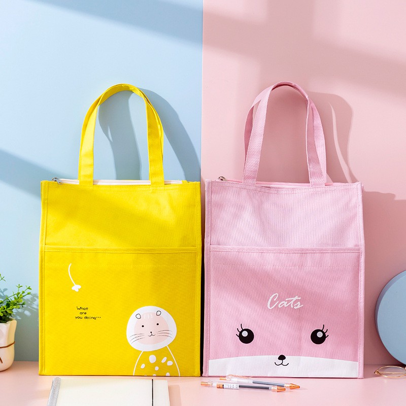 Túi Tote Anime style Hàn CAO CẤP - Có túi lưới đựng nước tiện lợi