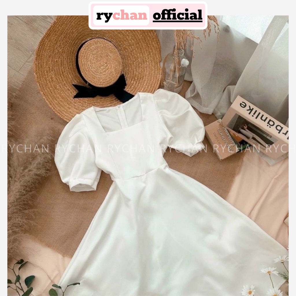 Đầm Trắng Dự Tiệc Cưới Cổ Vuông Tay Phồng Dáng Dài Xòe Cực Sang Chảnh Của Năm [ẢNH THẬT CUỐI] - DX9821