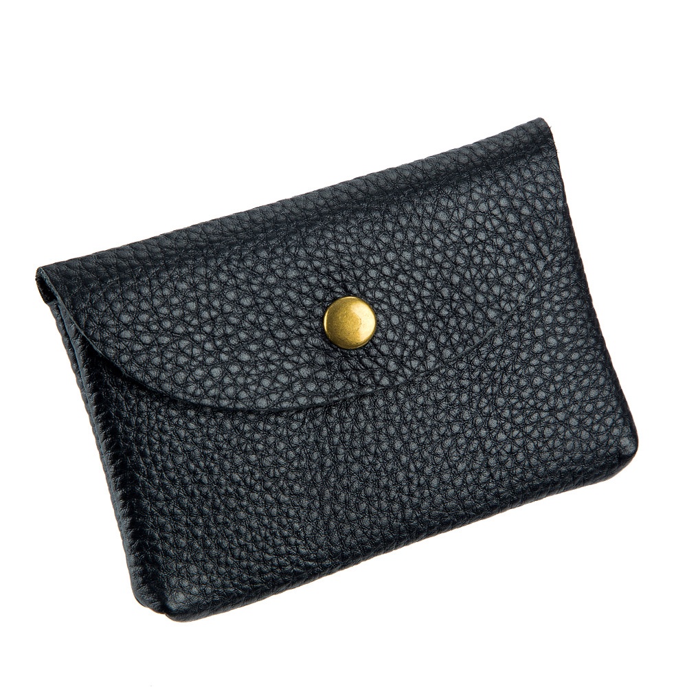 Ví da bò mini nhỏ gọn màu trơn đa dụng