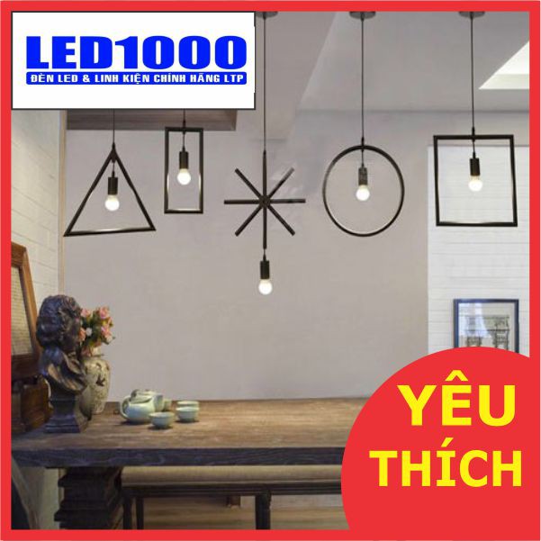 COMBO 3 ĐÈN THẢ BÀN ĂN - ĐÈN THẢ BÀN ĂN HÌNH HỌC - Bao gồm 3 đèn thả + bóng đèn +đầy đủ phụ kiên lắp đặt