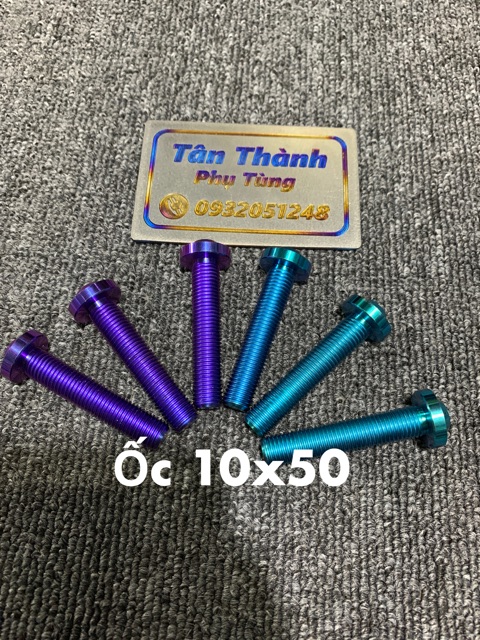 Ốc Titan GR5 10x50 xanh tím, lục bảo đầu dù