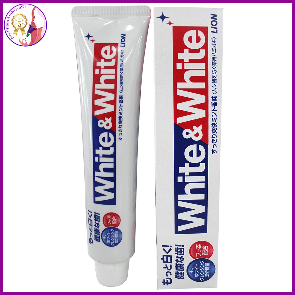 Kem đánh răng White & White Lion làm trắng răng và mang lại hơi thở thơm mát 150g Nhật Bản