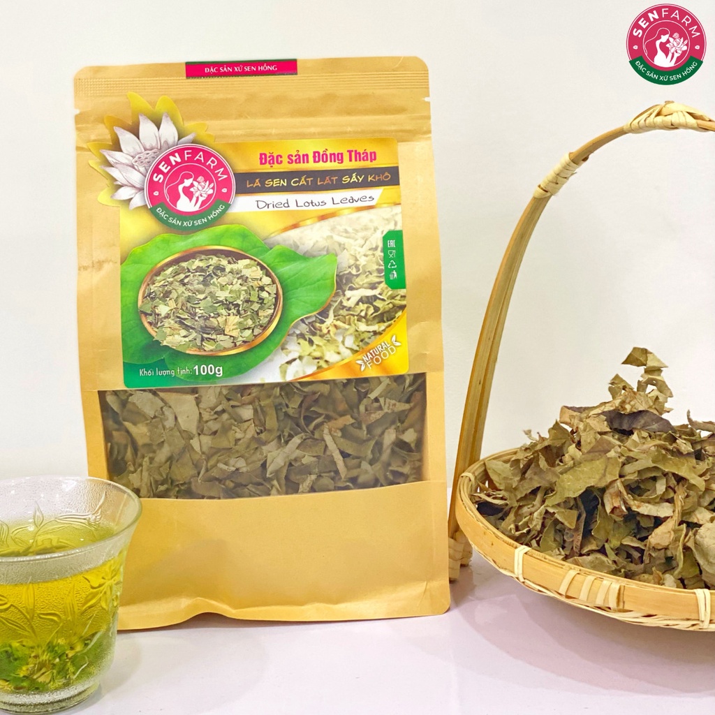 Trà lá sen khô cắt sợi Senfarm - ngủ ngon - thanh nhiệt - giảm cân - Bịch 100g