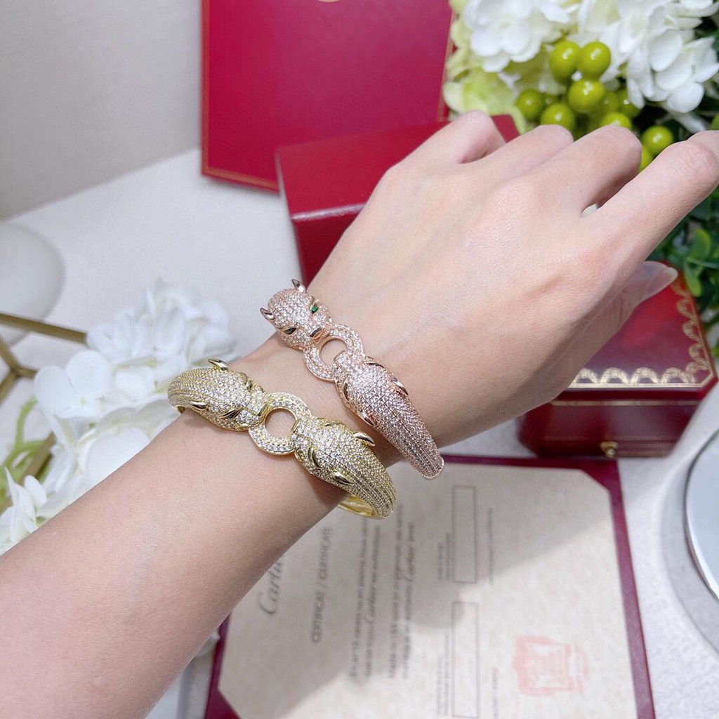 Vòng Tay Đôi Hình Đầu Báo Bằng Thép Không Gỉ Sang Trọng Cho Nữ