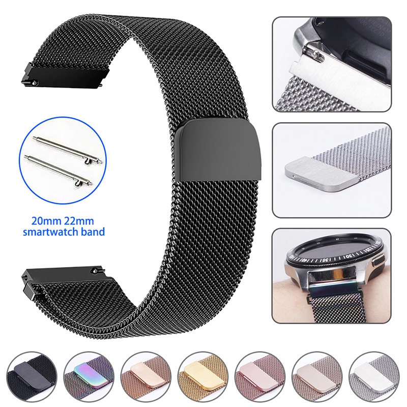 Dây Đeo 20 22mm Cho Samsung Watch Active 2 40/44mm Galaxy 3/4 Classic 45/42mm Gear S3 HUAWEI GT Milanese