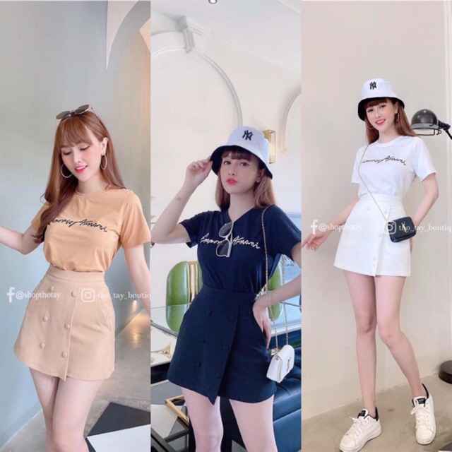 Chân váy A nút bọc