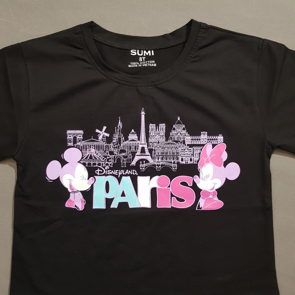 Áo thun croptop bé gái chuột mickey paris