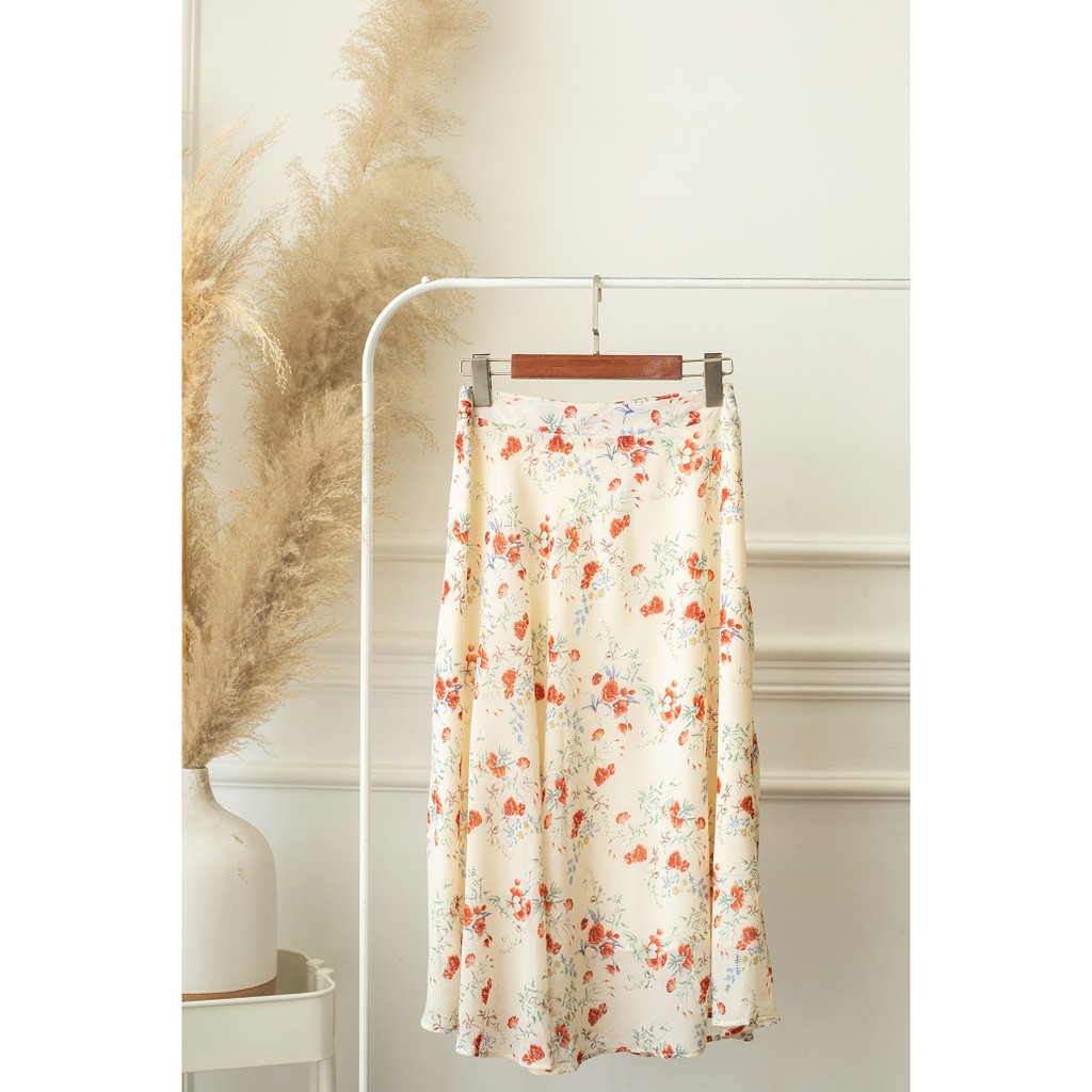 Chân Váy Hoa Nhí The Kat House, vải chiffon nhập Hàn dáng dài, thanh lịch, nhẹ nhàng