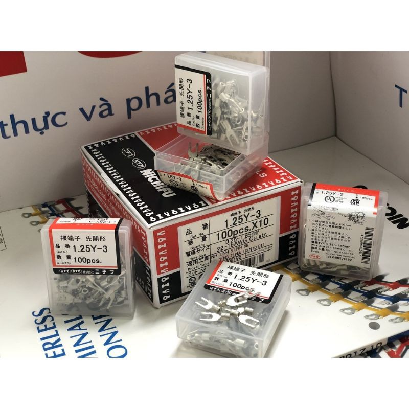 100 chiếc Đầu cốt chữ Y/đầu cốt chẻ trần NICHIFU Nhật Bản dòng 1.25Y-2.5/3/3S/3L/3N/3K/3.5/3.5K/4N/4S/5