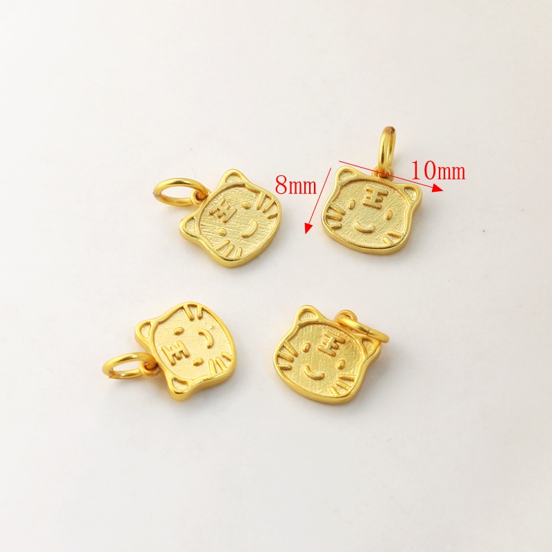 Mặt Dây Chuyền/Vòng Tay/Dây Chuyền Hai Mặt Hình Hổ Hai Mặt Mạ Vàng Nhám 18k diy