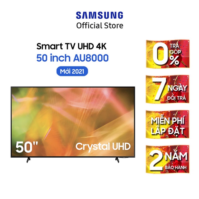 [Mã ELRE1TR giảm 6% đơn 200K] Smart Tivi Samsung Crystal UHD 4K 50 inch UA50AU8000KXXV - Miễn Phí Lắp Đặt thumbnail