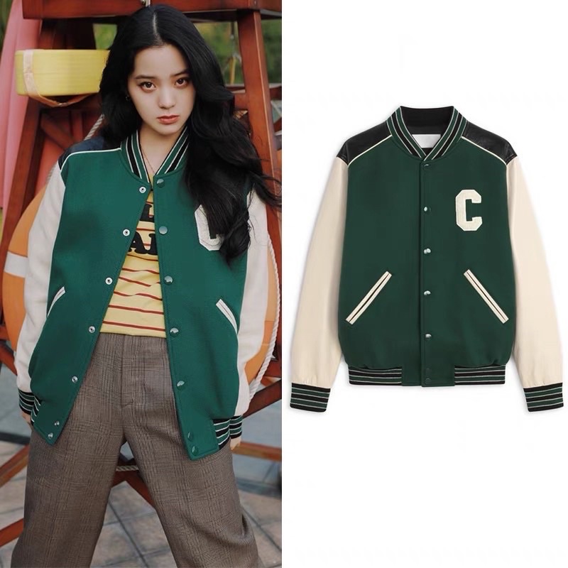 Áo khoác bomber varsity C e l i n e giống Lisa BLACKPINK, Jimin BTS, Taeyong NCT, Âu Dương Na Na