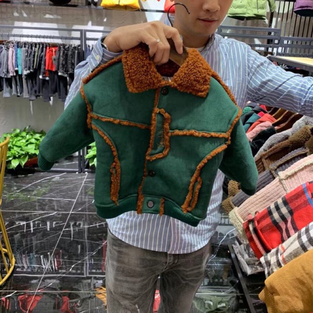 Áo khoác da lộn bé trai