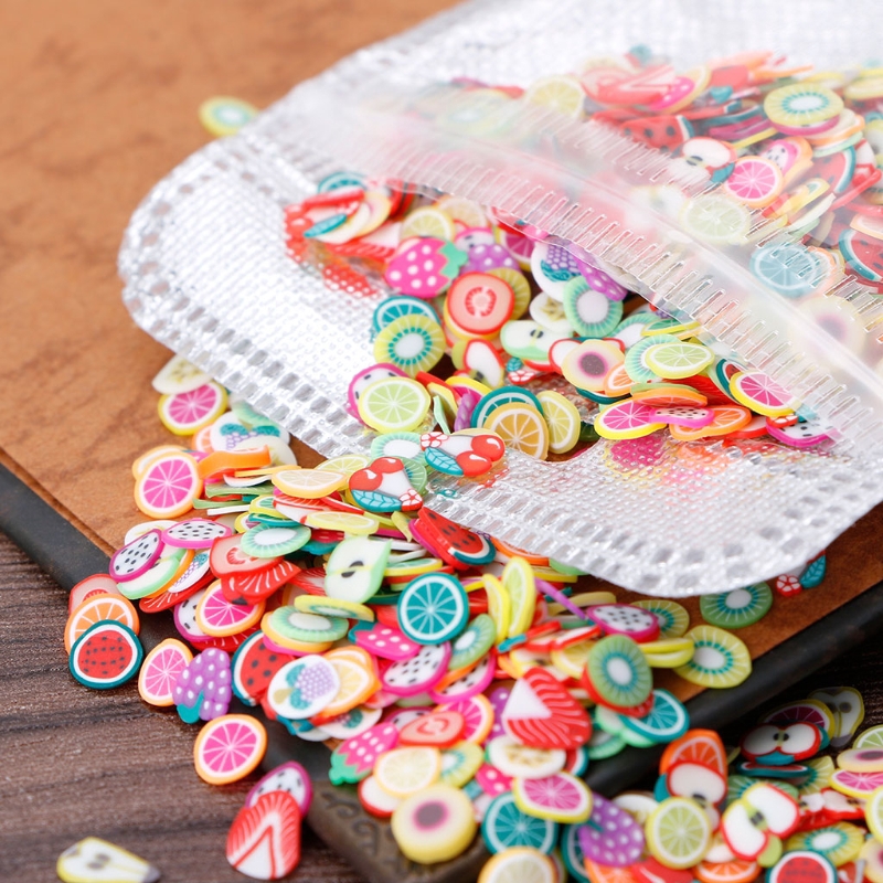 Túi 1000 Mảnh Polymer Hình Trái Cây 3d Bằng Đất Sét Để Trang Trí Móng