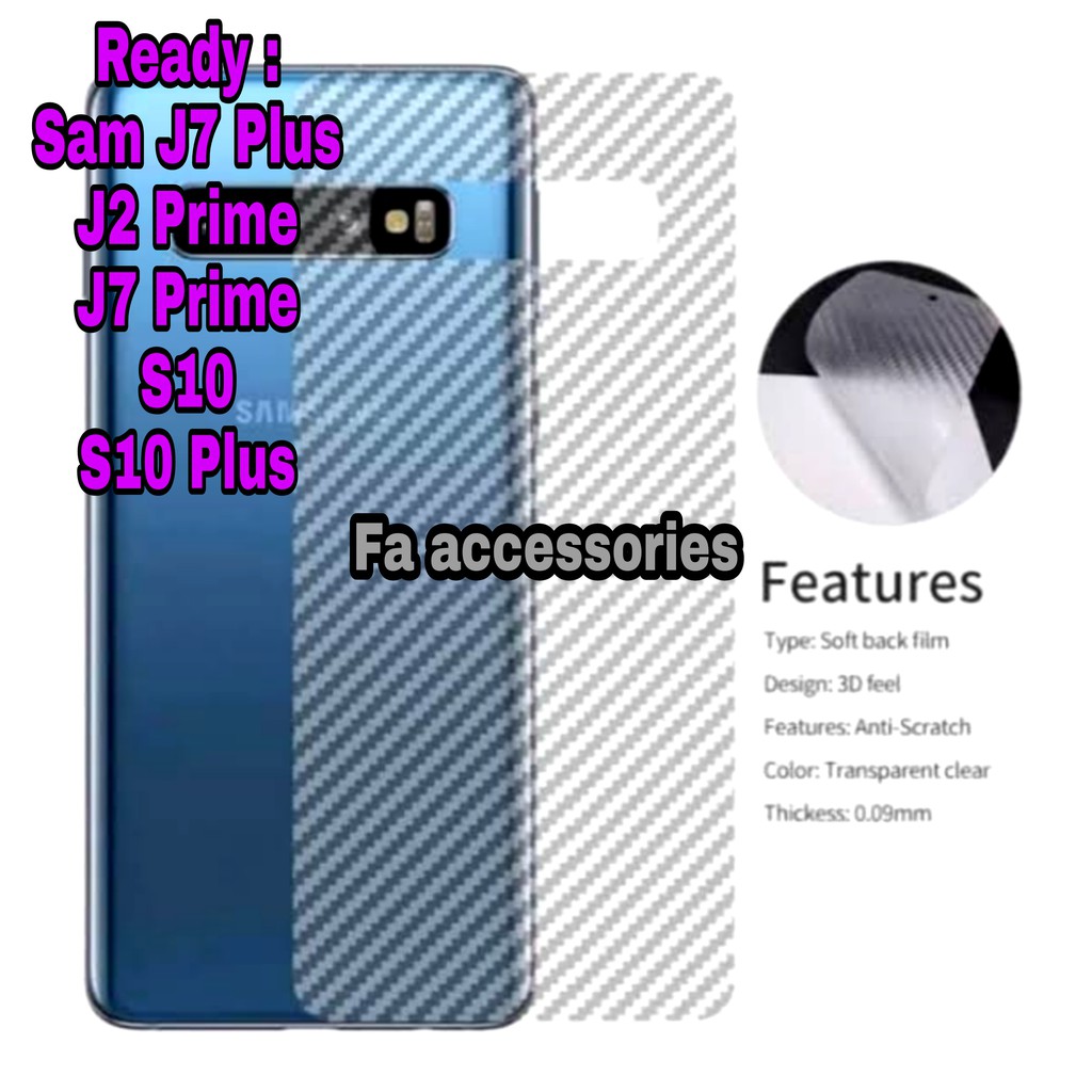 Miếng Dán Sợi Carbon Bảo Vệ Mặt Sau Cho Samsung Galaxy J2 J2Pro J5 J7 J2Prime J7Prime J5Prime J7Plus Plus Pro Prime