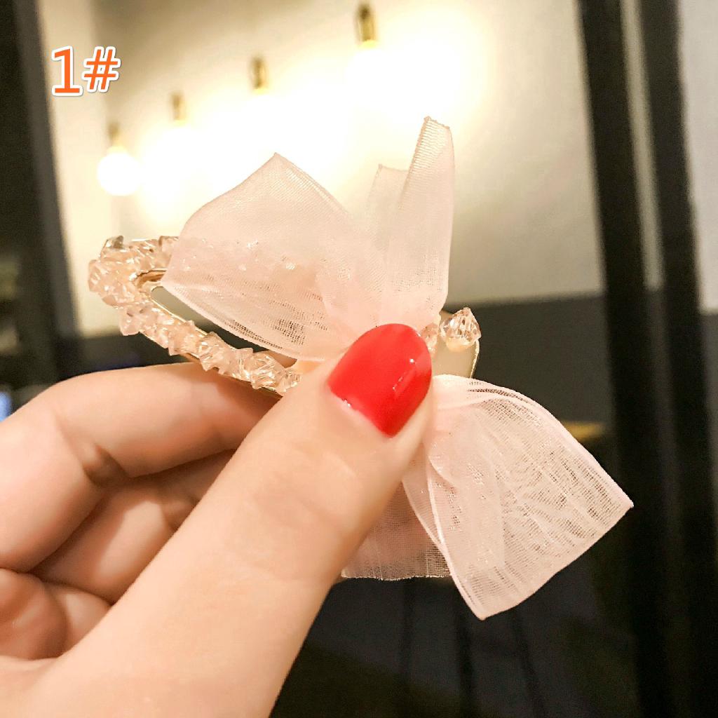 Kẹp tóc nơ đính đá thời trang nữ
