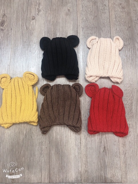 [ Mẫu mới về ] Mũ len tai gấu vặn thừng buộc dây